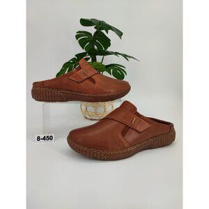 Clarks Women's Caroline Bay Clogs Brown Leather Shoes Size 8 US